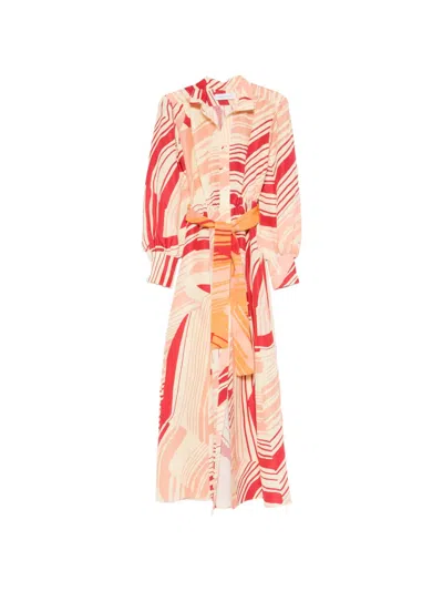 Raquel Diniz Abstract-print Belted Dress In Multi
