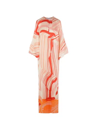 Raquel Diniz Abstract-print Silk Dress In Pink