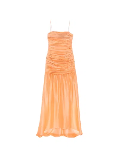 Raquel Diniz Ambrosia Ruched Spaghetti-strap Dress In Orange