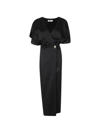 Raquel Diniz Anastasia Draped Midi Dress In 블랙
