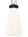 Raquel Diniz Long White And Black Linen And Silk Dress In White