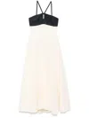 Raquel Diniz Long White And Black Linen And Silk Dress In Neutrals