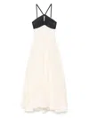 Raquel Diniz Long White And Black Linen And Silk Dress In White
