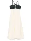 Raquel Diniz Long White And Black Linen And Silk Dress In White
