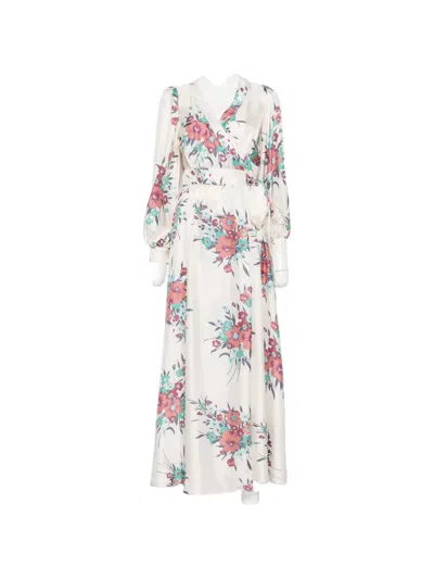 Raquel Diniz Aurora Floral-print Silk-satin Maxi Dress In White
