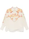 Raquel Diniz Bahia Flared Shirt In Ivory Linen In Beige