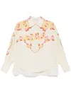 Raquel Diniz Bahia Flared Shirt In Ivory Linen In Yellow