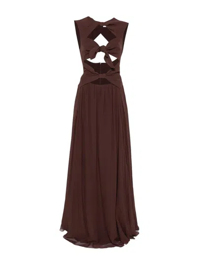 Raquel Diniz Brown Cut-out Maxi Dress With Tie Detail