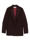 Raquel Diniz Double-breasted Tailored Jacket In Deep Burgundy In Brown