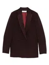 Raquel Diniz Double-breasted Tailored Jacket In Deep Burgundy In Brown