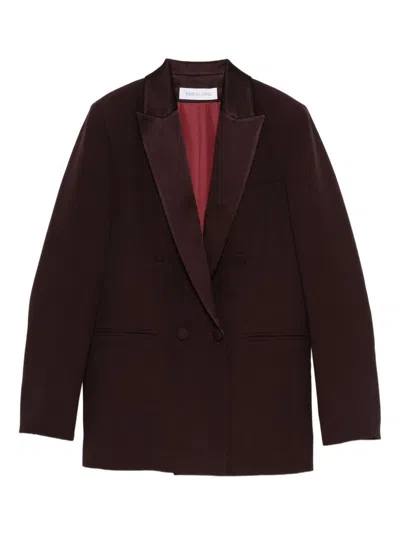 Raquel Diniz Burgundy Double-breasted Blazer In Brown