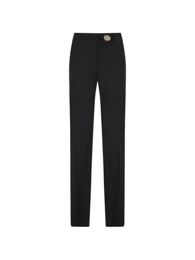Raquel Diniz Button-detail Straight-leg Trousers In Black