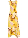 Raquel Diniz Daisy Abstract-pattern Dress In Yellow