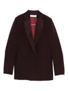 Raquel Diniz Double-breasted Tailored Jacket In Deep Burgundy In Red
