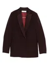 Raquel Diniz Double-breasted Tailored Jacket In Deep Burgundy In Brown