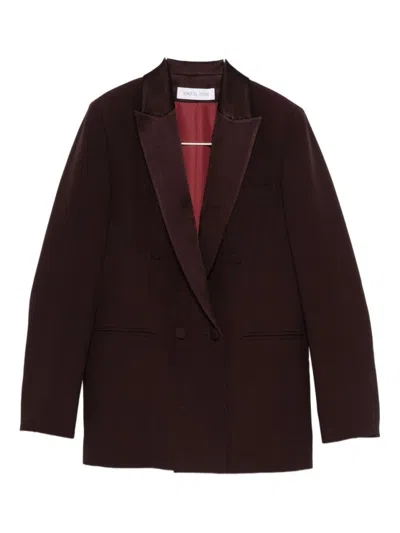 RAQUEL DINIZ DOUBLE-BREASTED TAILORED JACKET IN DEEP BURGUNDY