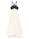 Raquel Diniz Long White And Black Linen And Silk Dress