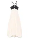 Raquel Diniz Long White And Black Linen And Silk Dress