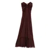 Raquel Diniz Ruffle-hem Maxi Dress In Brown