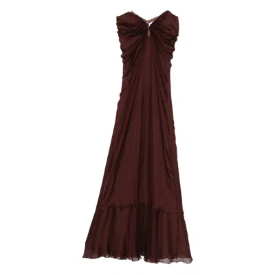 Raquel Diniz Ruffle-hem Maxi Dress In Brown