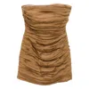 Raquel Diniz Strapless Silk Mini Dress In Brown