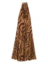 Raquel Diniz Halter-neck Swirl-print Maxi Dress In Brown