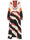 Raquel Diniz Long Dress In Multicolor Silk With Bow In Multicolour