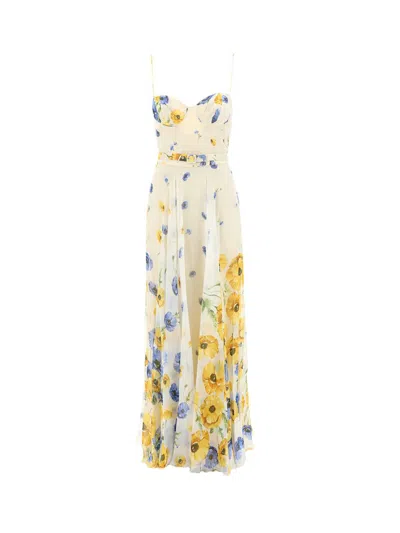 Raquel Diniz Woman Maxi Dress Off White Size 4 Silk In Yellow And Blue Blossom