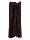 Raquel Diniz High Waist Midi Satin Skirt With Ruched Detail In Multi