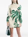 Raquel Diniz Elle Leaf-print Mini Dress In White
