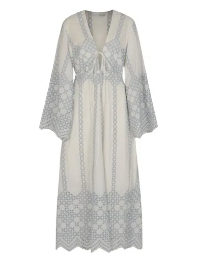 Raquel Diniz Embroidered Maxi Dress In Gray