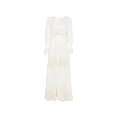 Raquel Diniz Floral Embroidered Silk Dress In White