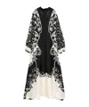 Raquel Diniz Floral Silk Kaftan Balloon Sleeves In Black