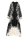 Raquel Diniz Floral Silk Kaftan Balloon Sleeves In Black