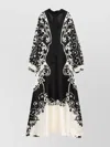Raquel Diniz Floral Silk Kaftan Balloon Sleeves In Black