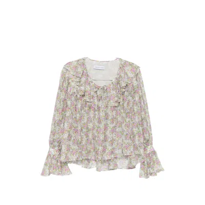 Raquel Diniz Floral-print Ruffled Blouse In White