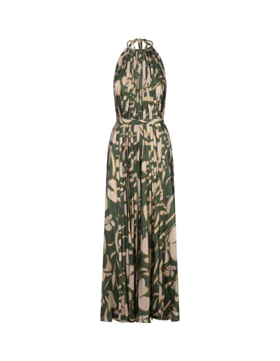 Raquel Diniz Giorgia Long Dress In Green Floral In B Green Floral
