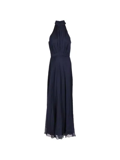 Raquel Diniz Giovanna Closed Halterneck Maxi Dress In Blue