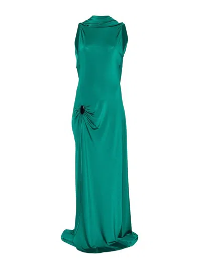 Raquel Diniz Green Sleeveless Floor-length Dress