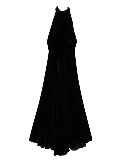 Raquel Diniz Halterneck Velvet Dress In Black