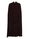 Raquel Diniz Draped High Neck Cape With Front Slit In Brown