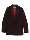 Raquel Diniz Double-breasted Tailored Jacket In Deep Burgundy In Red