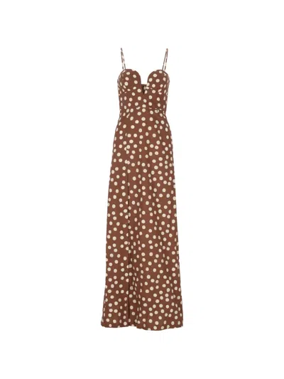 Raquel Diniz Jakie Polka-dot Maxi Dress In Brown