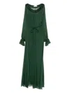 Raquel Diniz Kate Ruffled Tie Maxi Dress In Green