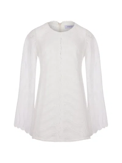 Raquel Diniz Lace Bell-sleeve Dress In White