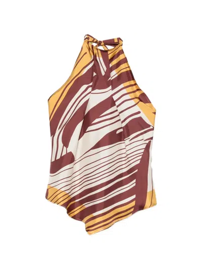 Raquel Diniz Lea Abstract-print Halterneck Top In Multi