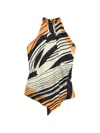 Raquel Diniz Halterneck Open Back Top Asymmetric Hem In Multi
