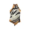 Raquel Diniz Halterneck Open Back Top Asymmetric Hem In Orange