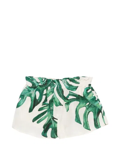 Raquel Diniz Leaf-print Elasticated Shorts In Multi