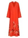 Raquel Diniz Lena Printed V-neck Maxi Dress In Orange